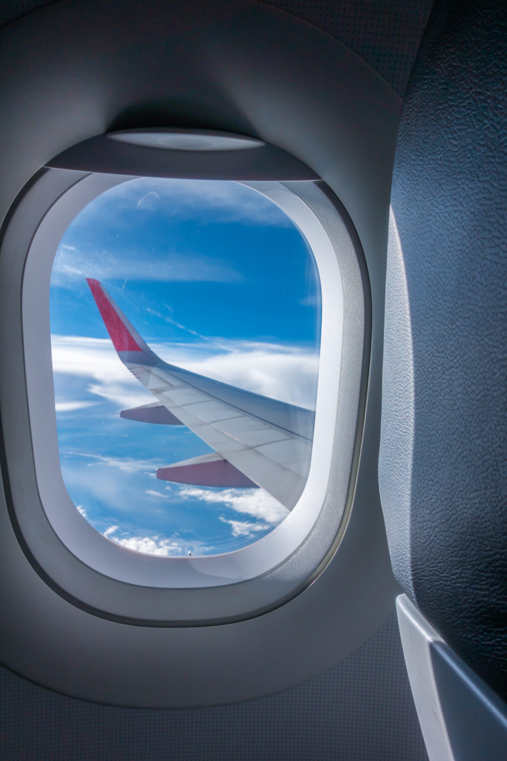 View through plane window .( Filtered image processed vintage ef View through plane window ( Filtered image processed vintage effect. )